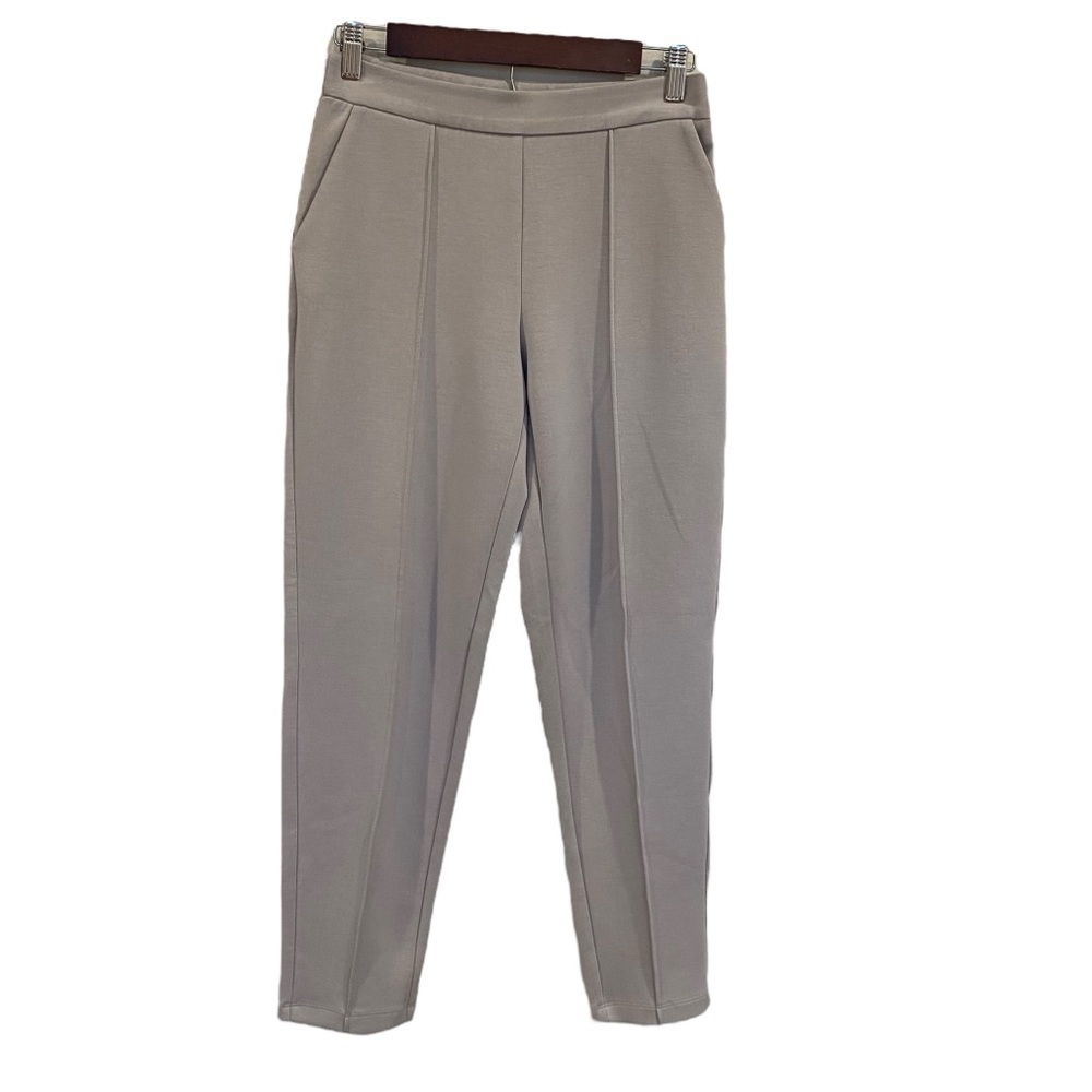 Banana Republic Scuba Knit Commuter Slim Pleated Pants In Silver Grey - Picture 2 of 10
